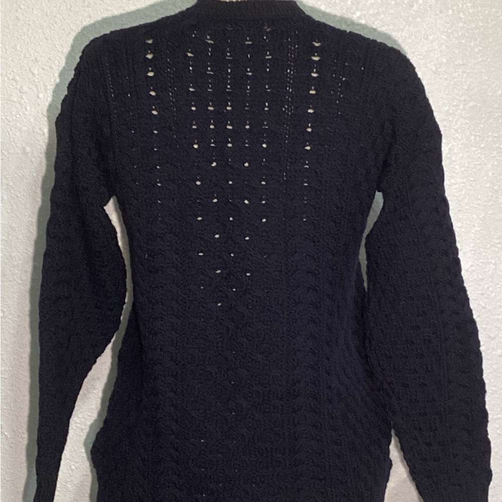 Aran Navy Blue Cable Knit with Green Shamrock Design Sweater size XXL - Picture 3 of 11